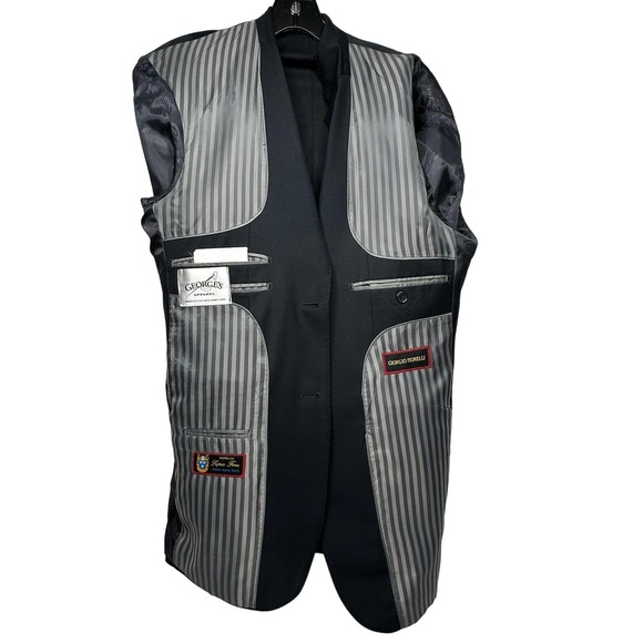 Giorgio Fiorelli Blazer Size 40L Euro Slim AMF Notch Shark No Pleat DARK NAVY - Picture 4 of 16